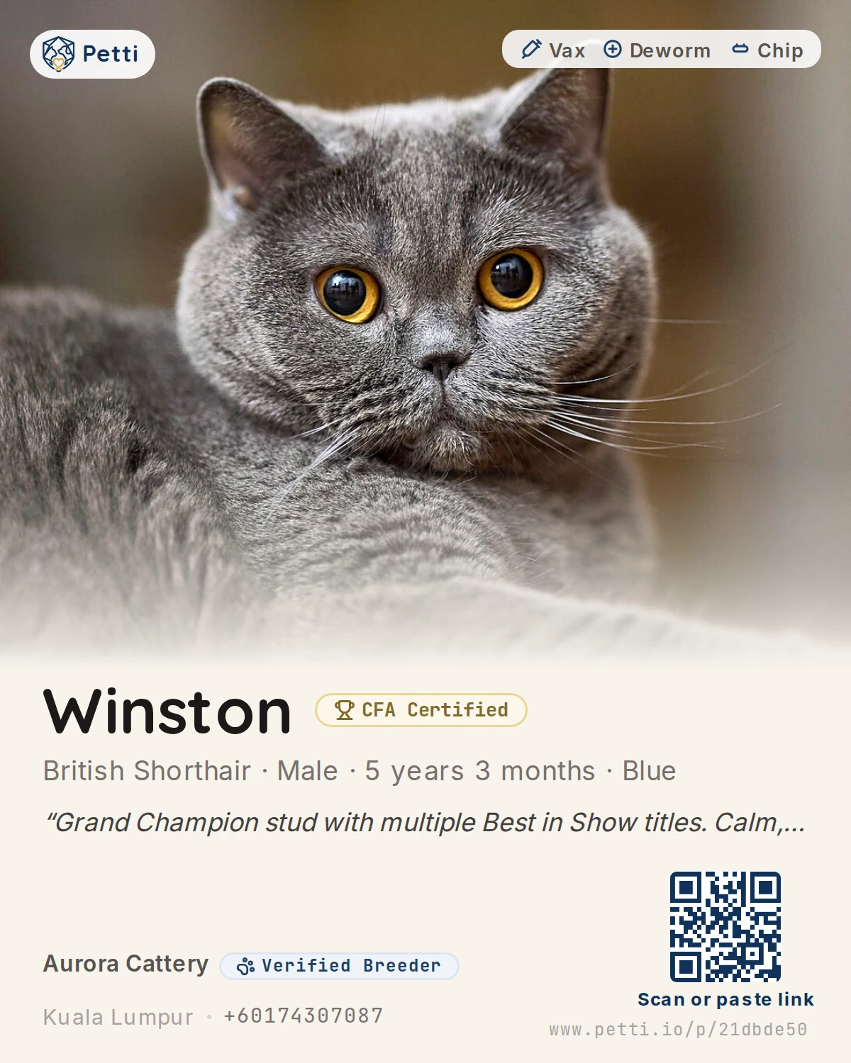 Marketing card with QR and short link